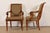 Brown Ethan Allen French Regency Louis XVI Carved Cherry Wood Upholstered Armchairs, Pair For Sale - Image 8 of 11