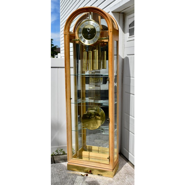 Vintage Ridgeway Rounded Top Contemporay Style Lighted Curio/Granfathers Clock For Sale - Image 4 of 12