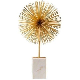 Metal Starbust Sculpture on Marble Base For Sale