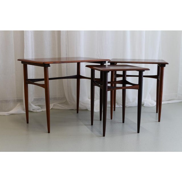 Wood Danish Modern Rosewood Nesting Tables, 1960s, Set of 3 For Sale - Image 7 of 18