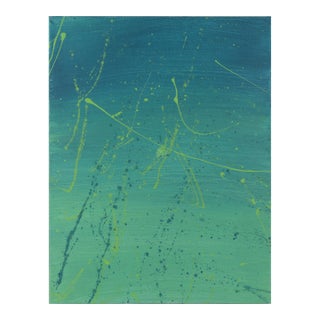 "Emerald Tide" Contemporary Abstract Splatter Painting For Sale