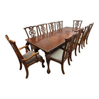 Chippendale Revival Extension Table + Ten Chairs Set For Sale