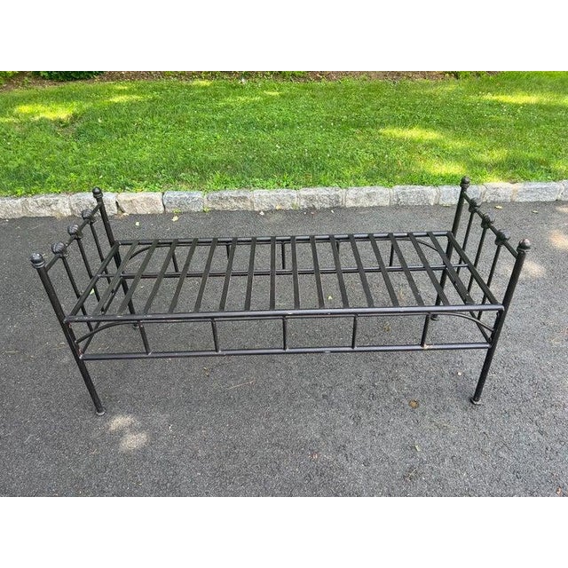 Classic Black Wrought Iron Black Slat Bench. Perfect for at the foot of the bed or in a mudroom, entryway. Easy to have a...