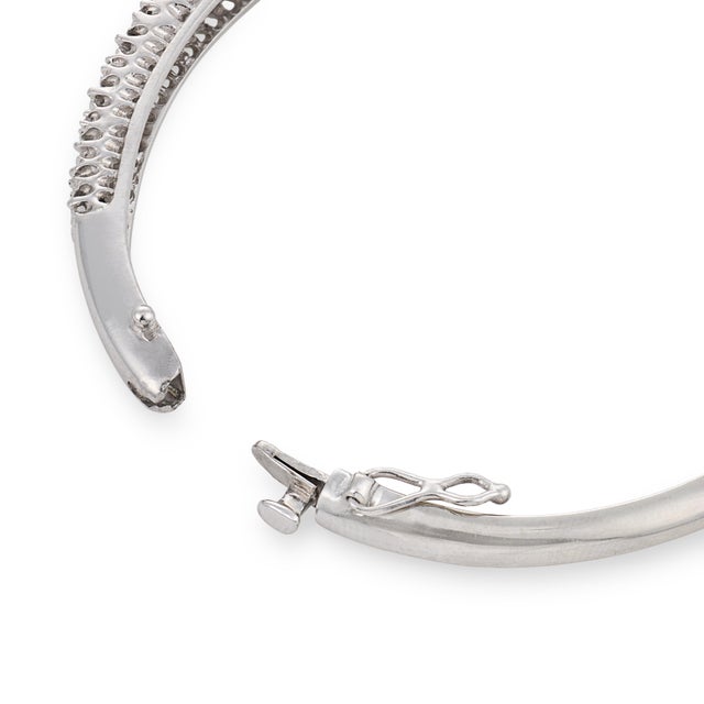 1980s Vintage Diamond 14k White Gold Bangle For Sale - Image 5 of 5