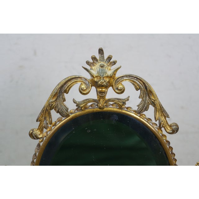 Antique French Napoleon III Neoclassical Gilt Bronze Vanity Mirror Watch Stand For Sale - Image 11 of 18