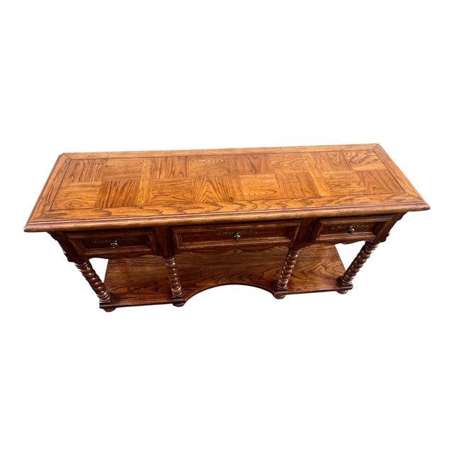 Late 20th Century Oak Barley Twist 3 Drawer Console / Sofa Table For Sale - Image 4 of 18