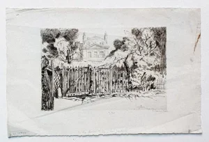 Ernest Herchez, Mansion, Etching on Paper, 20th Century