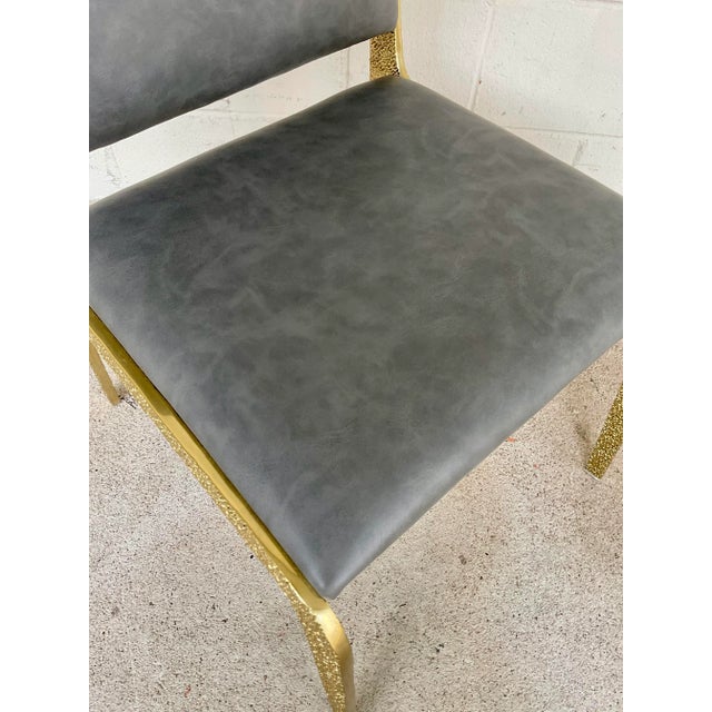 Metal Baker Contemporary Solid Textured Brass Side Chair For Sale - Image 7 of 7