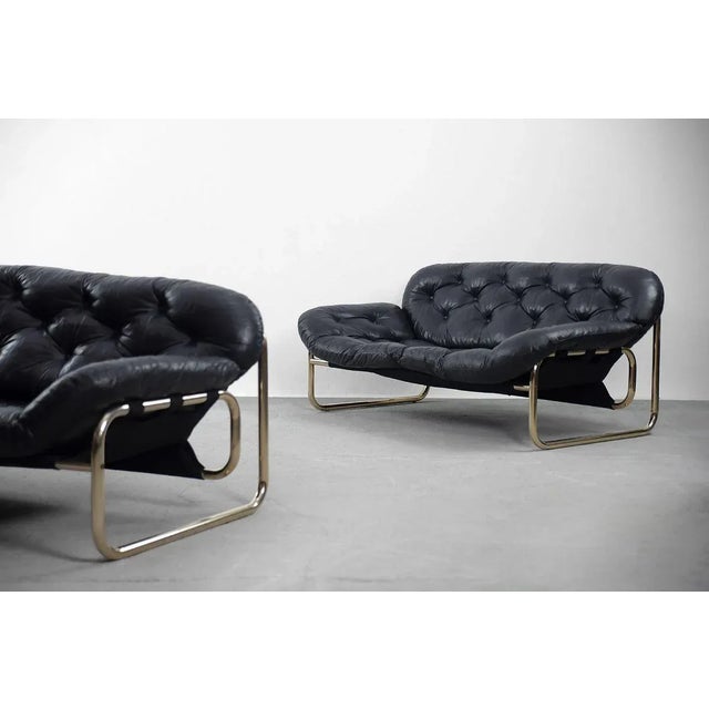 Scandinavian Leather Black Sofa by John-Bertil Häggström for Swed-Form, 1970s For Sale - Image 14 of 18
