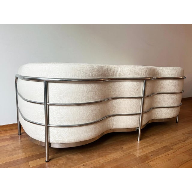 Vtg 'Onda' Sofa by De Pas D’Urbino + Lomazzi for Zanotta 1980s Cream + Chrome For Sale - Image 11 of 14