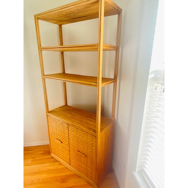 1970s Boho Chic Bamboo Rattan & Wicker Shelf/Bookcase For Sale - Image 10 of 10