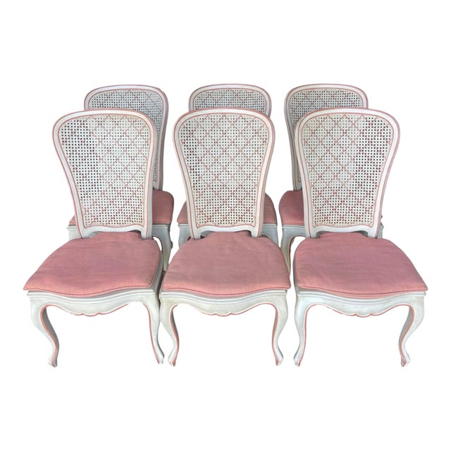 Vintage French Provincial Cane Dining Chairs, Holland & Salley Interiors, Naples – In the Manner of John Widdicomb | Set of 6 For Sale