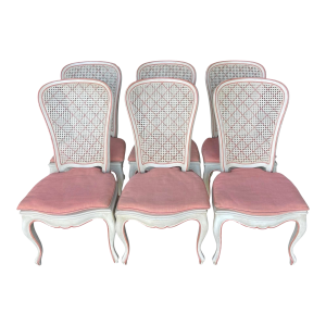 Vintage French Provincial Cane Dining Chairs, Holland & Salley Interiors, Naples – In the Manner of John Widdicomb | Set of 6