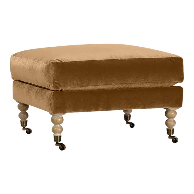 Greta Ottoman, Camel Velvet For Sale