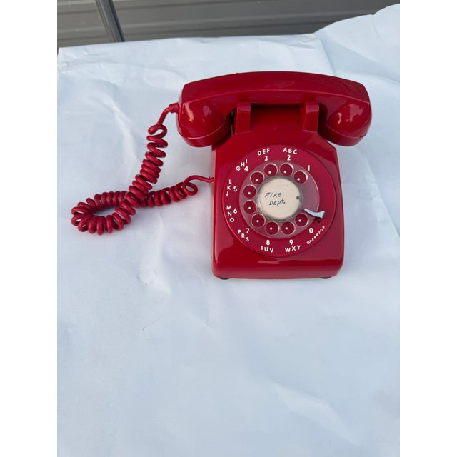 Mid-Century Modern 1970s Red Rotary Phone For Sale - Image 3 of 7