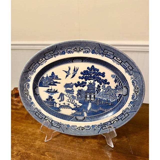 Blue Willow Serving Platter by Johnson Bros. For Sale - Image 13 of 13