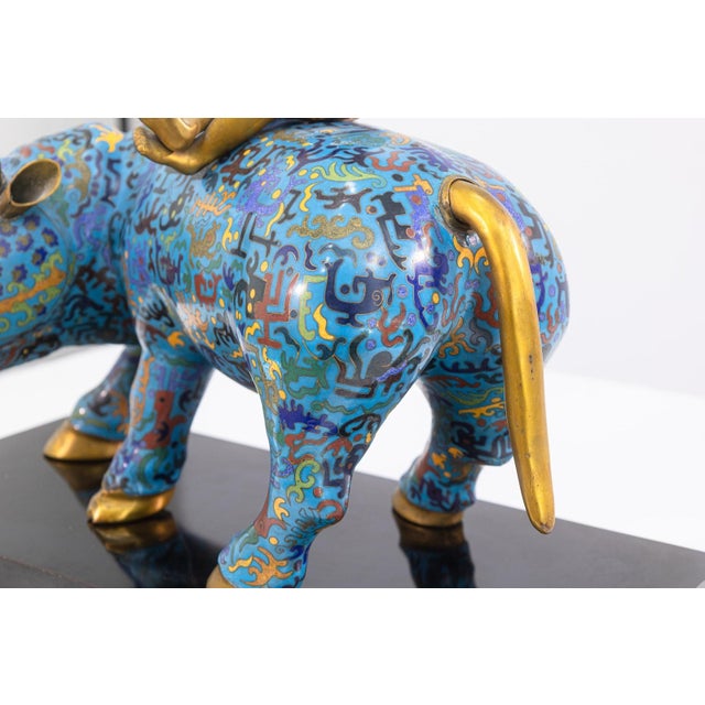 Late 20th Century Vintage Chinese Cloisonne Bull Sculpture With Sitting Figure - Asian Collectables For Sale - Image 5 of 6