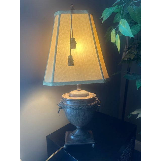 Large Vintage John Richard Neoclassical Urn Lamp With Lion's Head Handles For Sale - Image 10 of 12