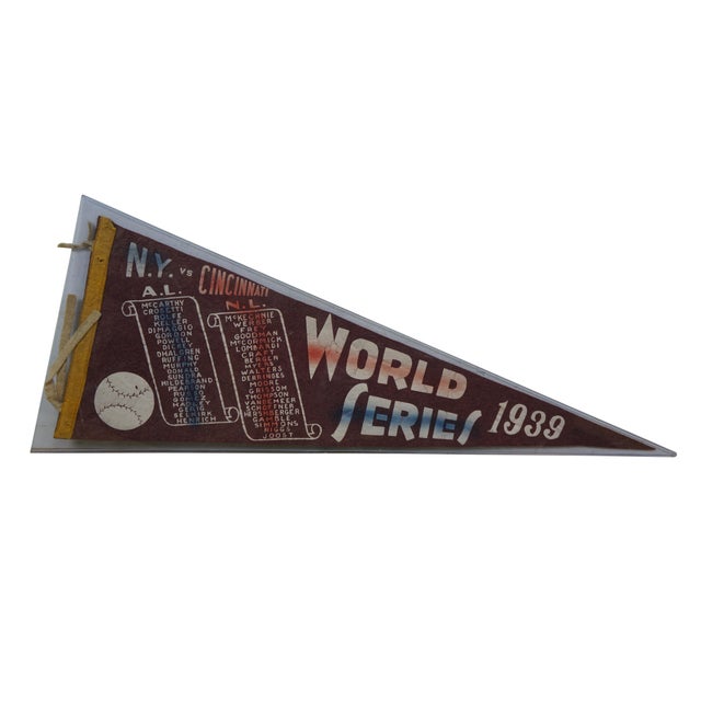 Rare antique 1939 Major League Baseball World Series team roster felt pennant commemorating the MLB championship matchup...