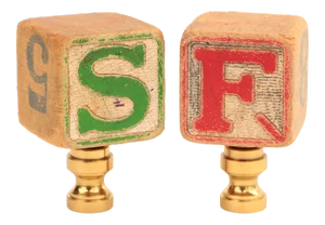 Alphabet Block Lamp Finials - a Pair