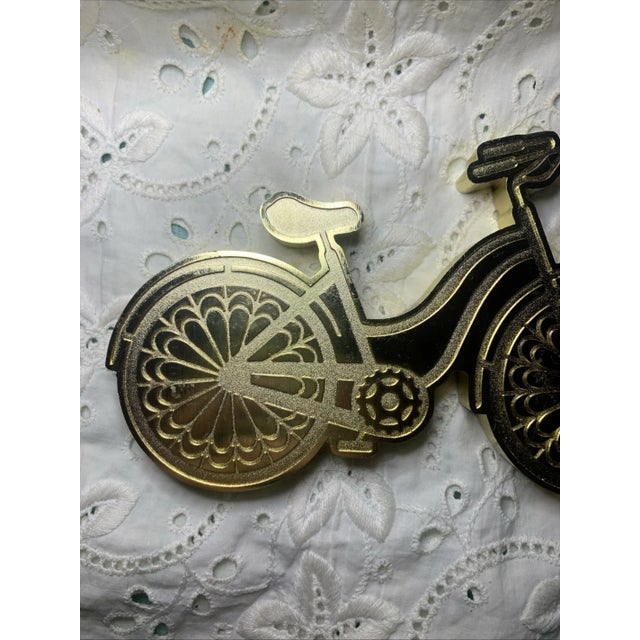 Modern Vintage Gold Tone Bicycle Bike Paperweight Art Sculpture For Sale - Image 3 of 5