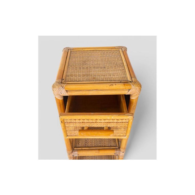 Wood Vintage Rattan Cabinet with Drawer and Shelves, 1960s-1970s For Sale - Image 7 of 11