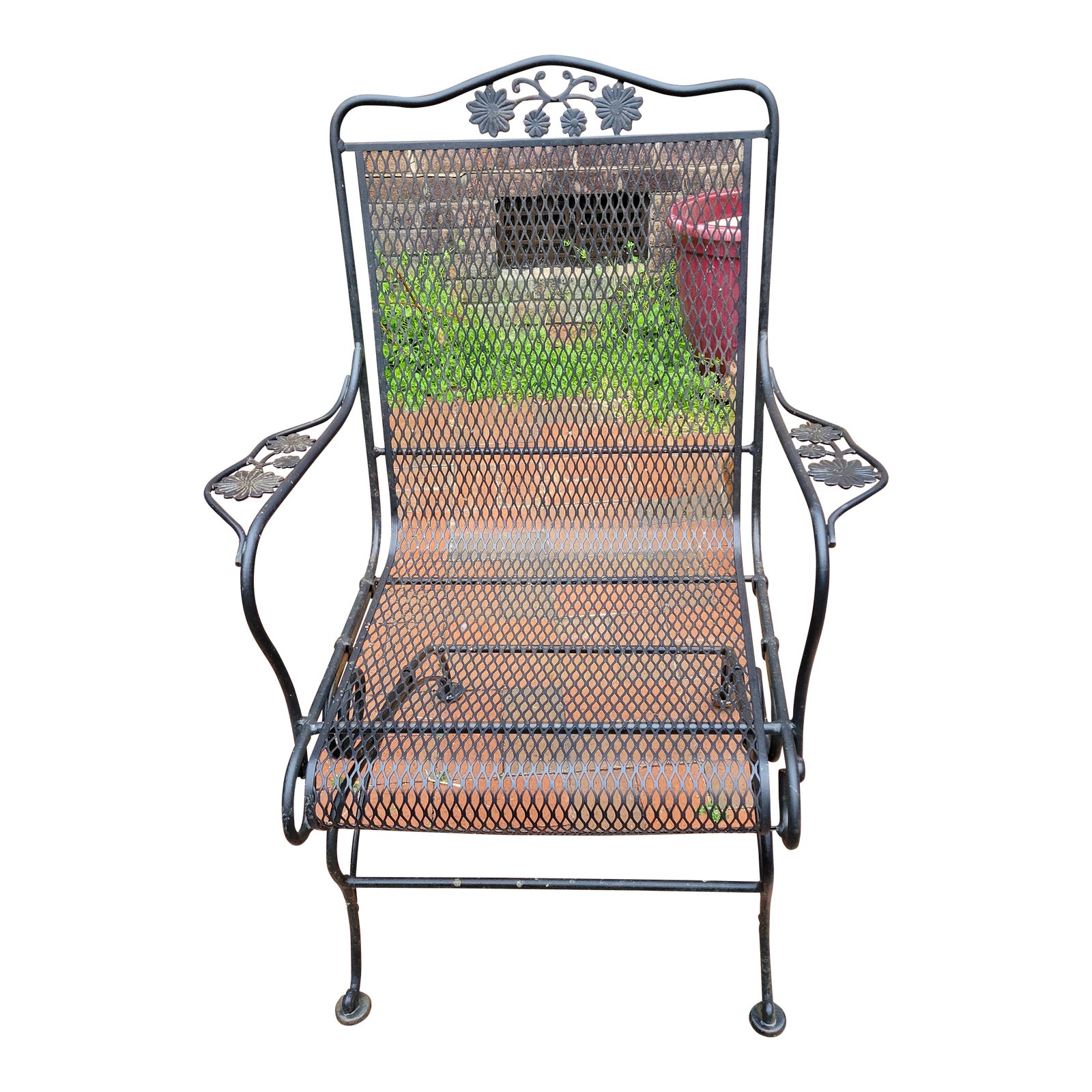 Outdoor Woodard Briarwood Coil Spring Wrought Iron Chair | Chairish