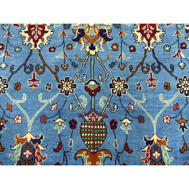 2000 - 2009 Blue Sultani Wool Area Rug With Persian Floral Design, 6'6" X 9'10" For Sale - Image 5 of 14