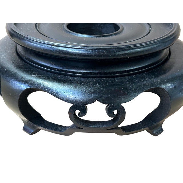 6" Chinese Black Wood Round Legs Table Top Stand Display Easel Riser For Sale In San Francisco - Image 6 of 6