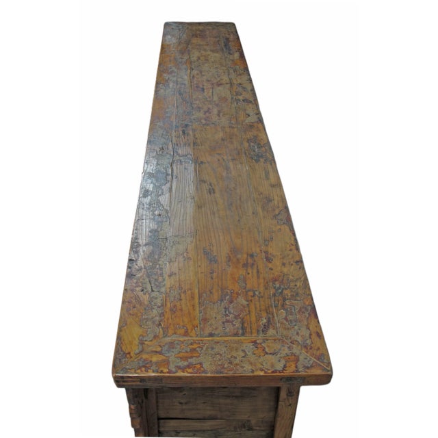 9 Feet Long Red Antique Chinese Buffet Sideboard Cabinet For Sale - Image 12 of 12