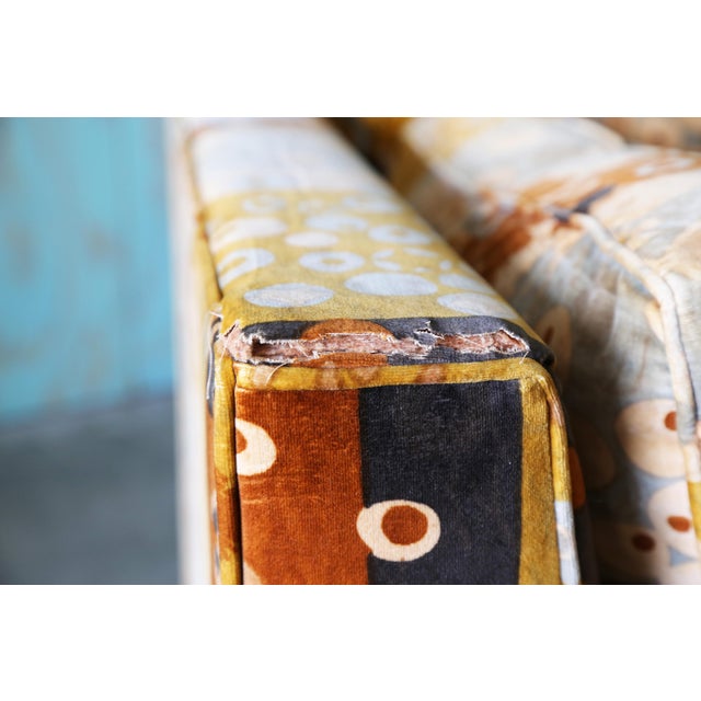 A three seat sofa designed by Milo Baughman for Thayer Coggin in original Jack Lenor Larsen Primavera fabric. The...