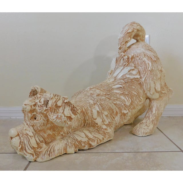 Vintage mid century California art pottery life size puppy dog statue. Signed "JAPU 1975 Dante" as shown. Made in...