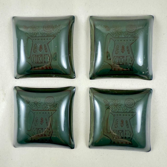1960s Mid-Century Enameled Glass Tea Bag Holders, Set of Four For Sale - Image 5 of 6