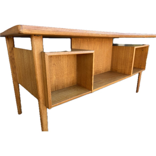 1960s Mid-Century Danish Floating Teak Desk by Peter Løvig Nielsen for Loviq For Sale In Las Vegas - Image 6 of 14