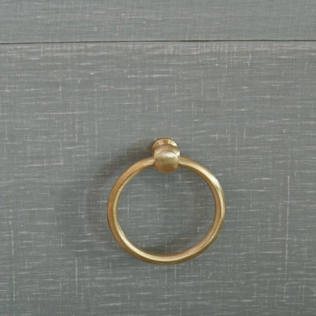 Pale Blue Linen Wrapped Modern Dresser For Sale - Image 4 of 7