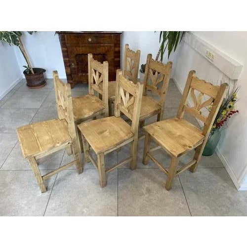 6 pieces of solid farm chairs, natural wood chairs, height x width x depth 95 x 44 x 43 x 50. These are 10 pieces of very...