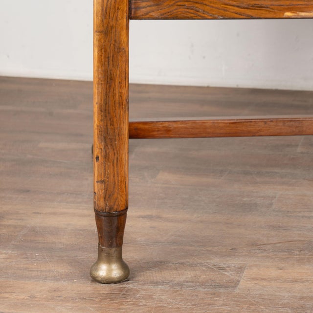 20th Century Large Danish Oak Writing Library Table With Red Leather Top For Sale - Image 9 of 12