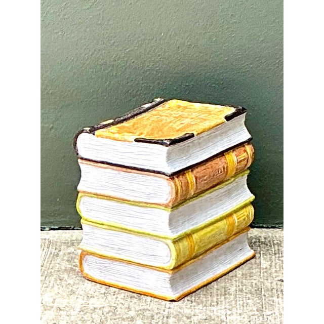 Vintage Italian Glazed Ceramic Books Low Stool For Sale - Image 9 of 18