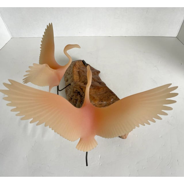 1980's John Perry Pink Flamingos Sculpture on Burlwood For Sale - Image 10 of 11