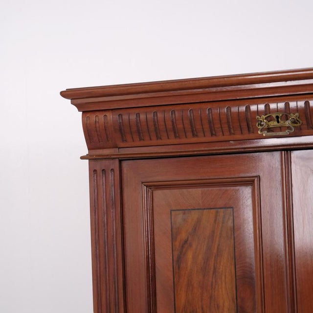 Late 19th Century Large Antique Hand-Polished Walnut Cabinet with Carved Details, 1880s For Sale - Image 5 of 13