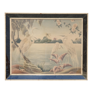 Vintage Mid Century Heron Lithograph Picture Print by Turner Mirror 3