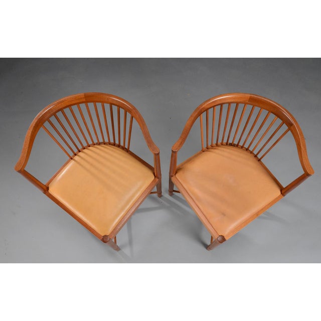 Søborg Møbelfabrik Fully Restored Mahogany King of Diamonds Chairs by Børge Mogensen for Søborg Møbelfabrik, 1940s, Set of 2 For Sale - Image 4 of 9