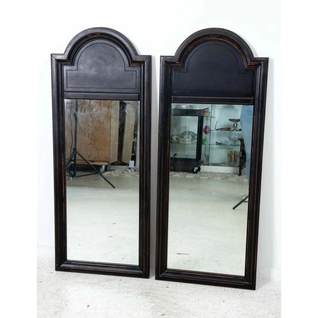 Pair Black Mid Century Mirrors For Sale - Image 9 of 10
