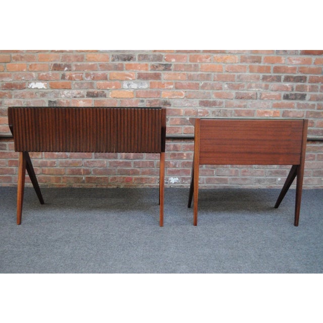 Wood Silvio Cavatorta Diminutive Desk With Companion Table in Walnut and Green Glass For Sale - Image 7 of 12