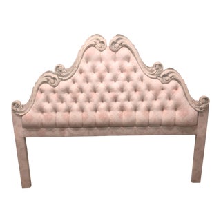 French Pink Upholstered Headboard For Sale