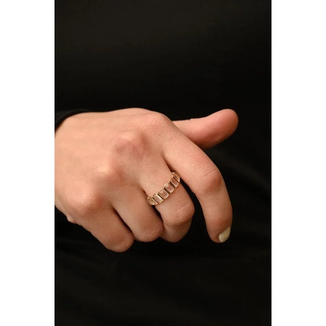 Rainbow Moonstone Modern Eternity Band Ring in 18k Size 7 ( All Sizes Available ) For Sale In New York - Image 6 of 10