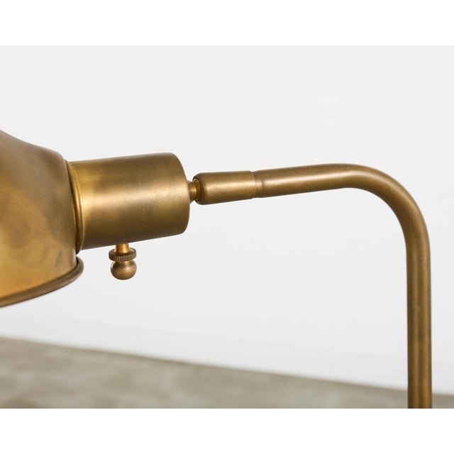 Midcentury Patinated Brass Adjustable Pharmacy Floor Lamp For Sale - Image 16 of 18