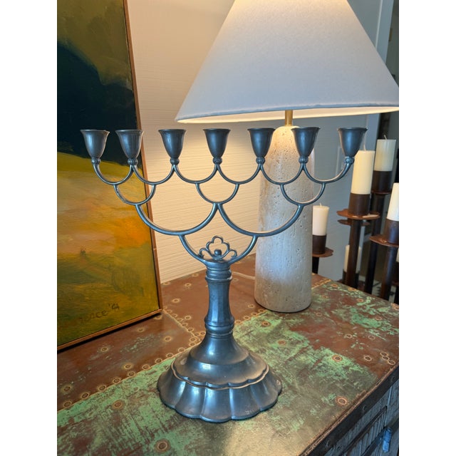 Up for sale is an incredibly rare, authentic 7-arm Art Deco pewter candelabra designed by the legendary Danish sculptor...