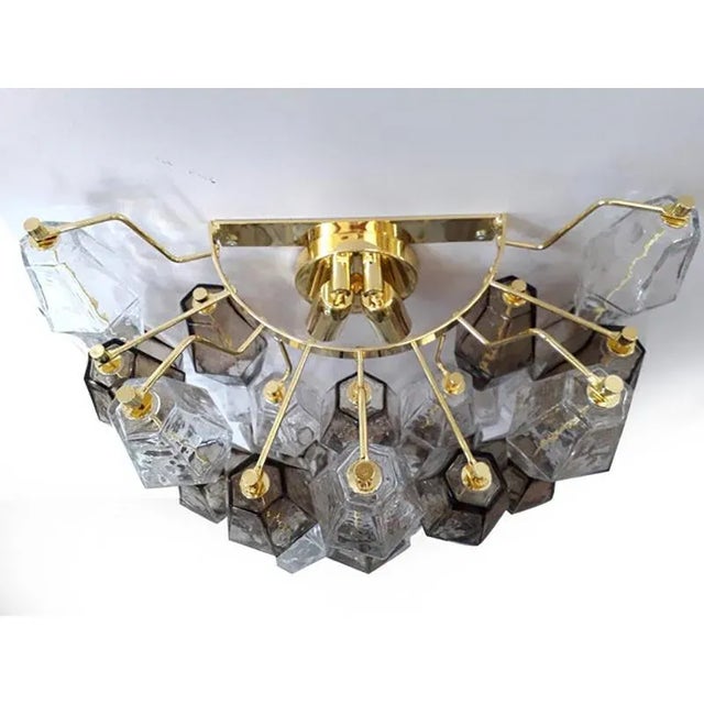 Early 21st Century Transparent and Fumè Poliedro Murano Glass Wall Sconces by Simoeng, Set of 2 For Sale - Image 5 of 6