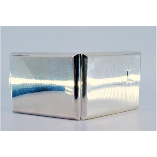 Silver Cigarette Case with Surface Engravings Surrounding a Monogram Card, Gold Interior and Hinged Lid. For Sale - Image 3 of 8